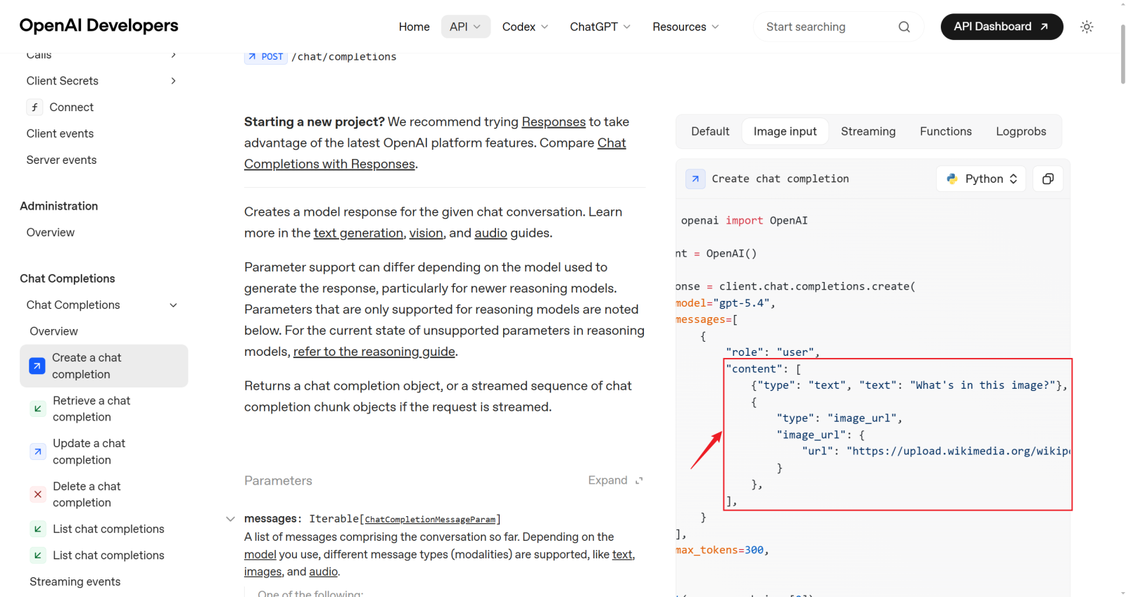 OpenAI 多模态消息 API 文档示例